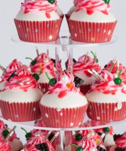 Alternative view of YestBuy 4 Tier Round Acrylic Cupcake Stand with Base, Premium Cupcake Holder, Acrylic Cupcake Tower Display Cady Bar Party Décor – Display for Pastry (4" Between 2 Layers) 4 Tier Round ( 4" between 2 layers)