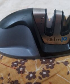 KitchenIQ 50009 Edge Grip 2-Stage Knife Sharpener, Black, Coarse & Fine Sharpeners, Compact for Easy Storage, Stable Non-Slip Base, Soft Grip Rubber Handle, Straight & Serrated Knives 44 71xugBh6QvL