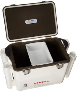 Engel UC19 19qt Leak-Proof, Air Tight, Fishing Drybox Cooler with Built-in Fishing Rod Holders, Also Makes The Perfect Small Hard Shell Lunchbox for Men and Women White 10 71xuyz3BXOL