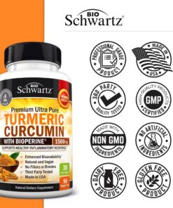 Turmeric Curcumin with Black Pepper Extract 1500mg - High Absorption Ultra Potent Turmeric Supplement with 95% Curcuminoids and BioPerine - Non GMO Turmeric Capsules for Joint Support - 90 Capsules 90 Count (Pack of 1) 27 71xv1llcFBL
