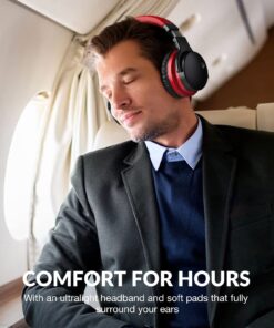 MOVSSOU E7 Active Noise Cancelling Headphones Bluetooth Headphones Wireless Headphones Over Ear with Microphone Deep Bass, Comfortable Protein Earpads, 30 Hours Playtime for Travel/Work, Black 33 71xvPnIIsNL