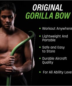Original Gorilla Bow Portable Home Gym Resistance Bands and Bar System for Travel, Fitness, Weightlifting and Exercise Kit, Full Body Workout Equipment Set Original Bow, Green, Base Bundle 11 71xxHoFSQDL