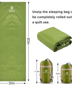 ECOOPRO Warm Weather Sleeping Bag - Portable, Waterproof, Compact Lightweight, Comfort with Compression Sack - Great for Outdoor Camping, Backpacking & Hiking-83 L x 30" W Fits Adults Olive green 19 71xyTWs c7L