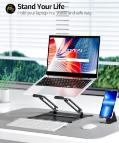 Urmust Adjustable Laptop Stand for Desk Computer Stand for Laptop Riser Holder Stand Compatible with MacBook Air Pro All Laptops 10-15.6"(Black) A-Black 29 71xz9bOWS1L