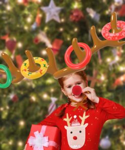 Uniqhia Inflatable Reindeer Antler Ring Toss Game, 2023 Christmas Games Ring Toss for Christmas Party Games, Patented Brown-2 Pack 19 71xzAPsiO4L
