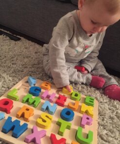Hape Wooden Alphabet Puzzle| Wooden ABC Letters Colorful Educational Learning Puzzle Toy Board for Toddlers 25 71xzKfmBioL
