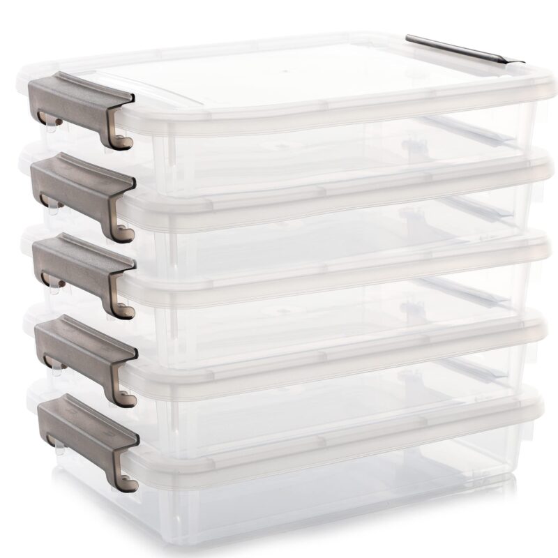 Citylife 5 PCS Plastic Storage Bins With Latching Lids Portable Project ...