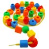 Skoolzy Rainbow Lacing Beads for Toddlers 30 Pcs, Color and Shape Sorter Montessori Toys Occupational Therapy for Preschool Includes String & Bag 51 71xzlecDJL 1