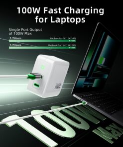 Alternative view of 100W USB C Charger Block, MOKiN GaN III 2-Port Type C Wall Charger Foldable Power Adapter, USB C Power Adapter, for MacBook Pro/Air, iPhone 14 Pro Max, iPad, Google Pixelbook, and More White