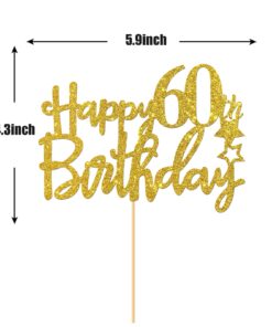 Gold Glitter Happy 60th Birthday Cake Topper,Hello 60, Cheers to 60 Years,60 & Fabulous Party Decoration 21 71y U8ODnL