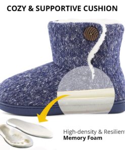 Alternative view of ULTRAIDEAS Women's Camber Fleece Bootie Slipper with Memory Foam 5-6 Navy Blue