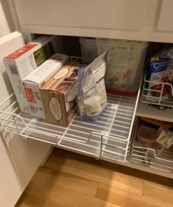 Household Essentials Glidez Powder-Coated Steel Pull-Out/Slide-Out Storage Organizer with Plastic Liner for Under Cabinet or Wire Shelf Use - 1-Tier Design - Fits Standard Size Cabinet or Shelf, White 15" 64 71y0xS KObL