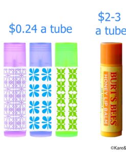Lip Balm Container Tubes - 50-Pack (10x5 colors) - DIY - 3/16 Oz (5.5 ml) - Including 50 Writeable (10x5 colors) & 50 Printed Lip Balm Stickers - Twist Mechanism and a Cap - Empty - Make Lip Balm 36 71y2CKHXefL 2