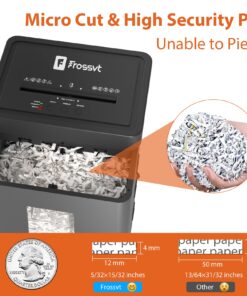Frossvt Paper Shredder for Home Office Use, 12-Sheet Micro-Cut Paper and Credit Card, Security Level P-4, 5.3-Gallon Bin 29 71y2XzG67xL