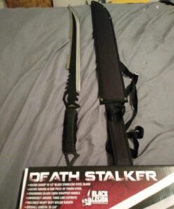 Black Legion Death Stalker Sword with Nylon Sheath – Black Stainless Steel, Ergonomic Black Cord Wrapped Handle, Fang-Like Cutouts – Savage and Beautiful Piece of Weaponry - 25 3/4" Overall 12 71y2k1GFOL