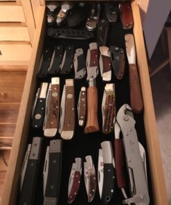 Collector's Knife Display Case Tool Storage Holder Cabinet Drawers Pocket Watch Collection Showcase Walnut Finish 31 71y3Dwnx7xL