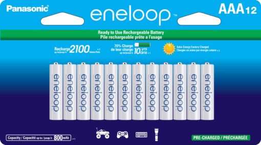 Panasonic BK-4MCCA12FA eneloop AAA 2100 Cycle Ni-MH Pre-Charged Rechargeable Batteries, 12-Battery Pack 1 Count (Pack of 12)