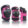 JBM Adult & Kids Knee Pads Elbow Pads Wrist Guards 3 in 1 Protective Gear Set for Skateboarding, Skating, Inline Skating, Roller Skating, Scooter, Biking and Multi-Sports Pink Small (3-11 years)
