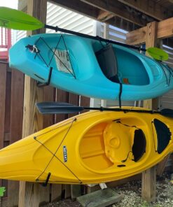 Heavy Duty Garage Indoor Kayak Storage Hooks Hanger, Wall Mounted Utility Hanging Cradle Rack for Canoe Paddle Board, Ladder, Folding Chairs, Hose, Bicycle and Tools (4 Pack, Black) 36 71y4ucSn7vL