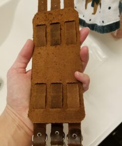 HZMAN Mens Genuine Leather Wide Triple Strap Cuff Wrap Gauntlet Wristband Buckle Fastening Arm Armor Cuff Brown 22 71y4wESWsFL