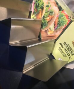 Pack of 4 - Stainless Steel Taco Holder Stand - Truck Tray Style - Each Rack Holds Up to 3 Tacos - Oven, Grill & Dishwasher Safe - Size 8" x 4" x 2" 4 Pack 41 71y50cq27L