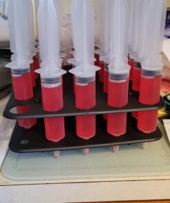 EZ-Inject Tray and Racking Stand for Jello Shot Syringes - Lightweight & Durable Plastic Tray for 2.5oz Large Syringe Shots - Holds 25 Syringes for Jello Shots Drinking Game Holiday & Halloween Party Large (Pack of 1) 11 71y5M07Uu5L
