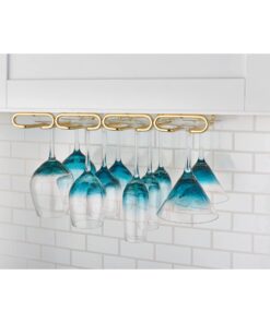 Alternative view of Rev-A-Shelf 11" Quad Under Cabinet Wine Glass Rack Storage Shelf, Kitchen Cabinet Organizer, Home Bar Stemware Display Holder, Brass, 3450-11BR