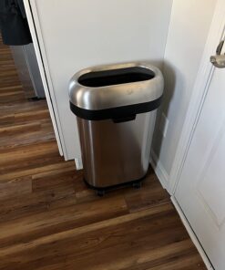 simplehuman 50 Liter / 13.2 Gallon Slim Open Top Trash Can, Commercial Grade Heavy Gauge Brushed Stainless Steel 50 Liter Slim 38 71y6OhX0yYL