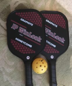 JP WinLook Premium Pickleball Paddles Set – Graphite Carbon Fiber/Fiberglass Rackets for Women & Men and Pickleball Balls for Indoor or Outdoor Play. Pickleball Set - Racquets, Pickleballs & Carry Bag USAPA Graphite Red / Red-2 Player Set 39 71y6S0x8SL 1