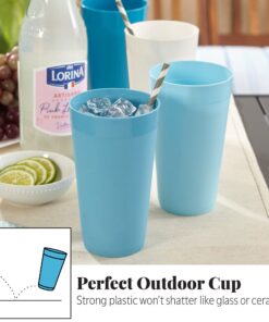 US Acrylic Newport 20 ounce Unbreakable Plastic Stackable Water Tumblers in Blue Sky | Set of 12 Drinking Cups | Reusable, BPA-free, Made in the USA, Top-rack Dishwasher and Microwave Safe 20-ounce 22 71y6X8cuc6L