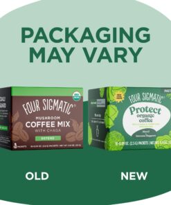 Organic Instant Coffee Powder by Four Sigmatic | Arabica Instant Coffee Singles with Cordyceps, Chaga and Eleuthero | Mushroom Coffee Instant Mix for Better Focus and Immune Support | 10 Packets Protect w/ Chaga & Cordyceps 0.09 Ounce (Pack of 10) 20 71y6wilGf5L 2