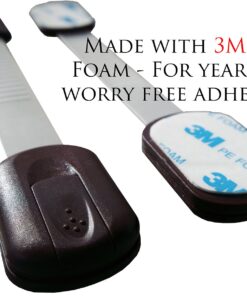 Baby Safety Locks | Child Proof Cabinets, Drawers, Appliances, Toilet Seat, Fridge and Oven | Tools Not Required | Uses 3M Adhesive with Adjustable Strap and Latch System (6-Pack, Brown) 29 71y7RM85JlL