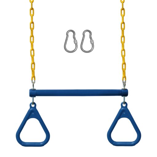 Jungle Gym Kingdom Swing Sets for Backyard, Monkey Bars & Swingset Accessories - Set Includes 18" Trapeze Swing Bar & 48" Heavy Duty Chain with Locking Carabiners - Outdoor Play Equipment (Blue) Blue