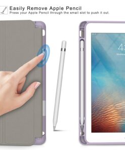 Soke iPad 6th/5th Generation Case with Pencil Holder, Smart iPad 9.7 inch Cases Trifold Stand with Shockproof Soft TPU Back Cover and Auto Sleep/Wake Function for Apple iPad 2018/2017, Violet 53 71y92 HQUnL