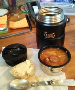 THERMOS Stainless King Vacuum-Insulated Food Jar with Spoon, 16 Ounce, Matte Black 32 71y9A1R8vuL