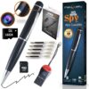 fabquality 1080P Spy Hidden Camera 2023 Pen No WiFi Indoor Home Security Camera Outdoor Mini Body Video Camera Includes 16GB SD Card + 5 Inks + SD Card Reader + USB Reader Small Compact
