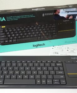 Logitech K400 Plus Wireless Touch With Easy Media Control and Built-in Touchpad, HTPC Keyboard for PC-connected TV, Windows, Android, Chrome OS, Laptop, Tablet - Black Floral 56 71yA XIMwAL