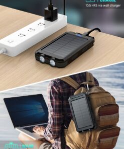 Feeke Solar-Charger-Power-Bank - 36800mAh Portable Charger,QC3.0 Fast Charger Dual USB Port Built-in Led Flashlight and Compass for All Cell Phone and Electronic Devices(Deep Black) Deep Black 14 71yAAQPRxML