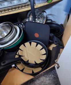 T-fal Ultimate Hard Anodized Nonstick Cookware Set 17 Piece Oven Safe 400F, Lid Safe 350F Pots and Pans, Dishwasher Safe Black 17-Piece 49 71yAzS8TL