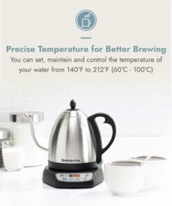 Bonavita 1L Digital Variable Temperature Gooseneck Electric Kettle for Coffee Brew and Tea Precise Pour Control, 6 Preset Temps, Café or Home Use, 1000 Watt, Stainless Steel Brushed Stainless Steel 28 71yB0WXfOzL