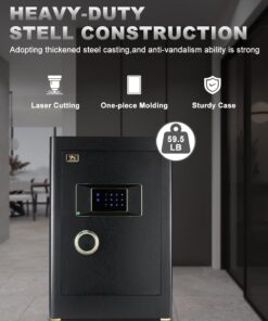 Alternative view of TIGERKING Heavy Duty Large Safe Box 2.05 Cu Ft, Home Safe with Dual Alarm System and Removable Shelf, Security Safes for Money, Documents, Jewelry Valuables JJH58-NEW