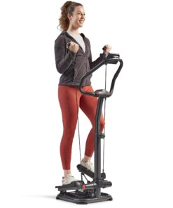 Sunny Health & Fitness 2-in-1 Power Stepper with Resistant Bands & Handlebar, Low-Impact Cardio, Space-Saving, Height-Adjustable, 330 LB Max & SunnyFit® App Enhanced Bluetooth Connectivity SF-S021055 11 71yCsxdzBVL