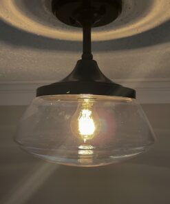 CLAXY Vintage Metal Glass Ceiling Light 1-Light Pendant Lighting Chandelier Oil-Rubbed Bronze 33 71yDIq6dfyL