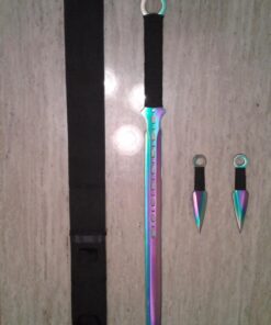 SZCO Supplies Rainbow Ninja Sword with 2Piece Throwing Knives Sam 35 71yDikSRiJL