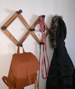 MyGift 10 Hook Burnt Wood Wall Mounted Expandable Accordion Peg Coat Rack Hanger for Entryway, Mudroom or Garage 1 Rack 30 71yDuuQaM9L