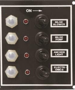 SeaSense LED Switch Panel 4 Gang with Breaker and Rubber Boots,Black