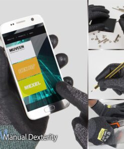 DEX FIT Level 5 Cut Resistant Gloves Cru553, 3D-Comfort Fit, Firm Grip, Thin & Lightweight, Touch-Screen Compatible, Durable, Breathable & Cool, Machine Washable; Black Grey M (8) 1 Pair Medium (1 Pair) Blackgrey 15 71yFNyr6y2L