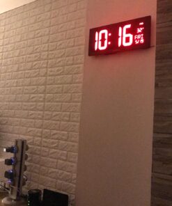 AcuRite Large Digital LED Oversized Wall Clock with Date, Temperature and Fold-Out Stand, 18-Inch, Red 35 71yGrdxrVL