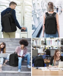 Business Travel Laptop Backpack, Anti Theft Slim Laptop Bag with USB Charging Port for Men and Women, Water Resistant Computer Bag Fits 15.6 Inch Laptop and Notebook (Black) Black 26 71yIRzoDHoL