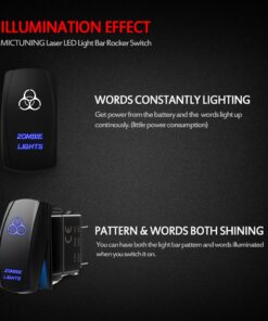 MicTuning MIC-LSZ1, 5 Pin Zombie Rocker Switch On-Off LED Light 20A 12V, Blue 23 71yIYeNx3IL